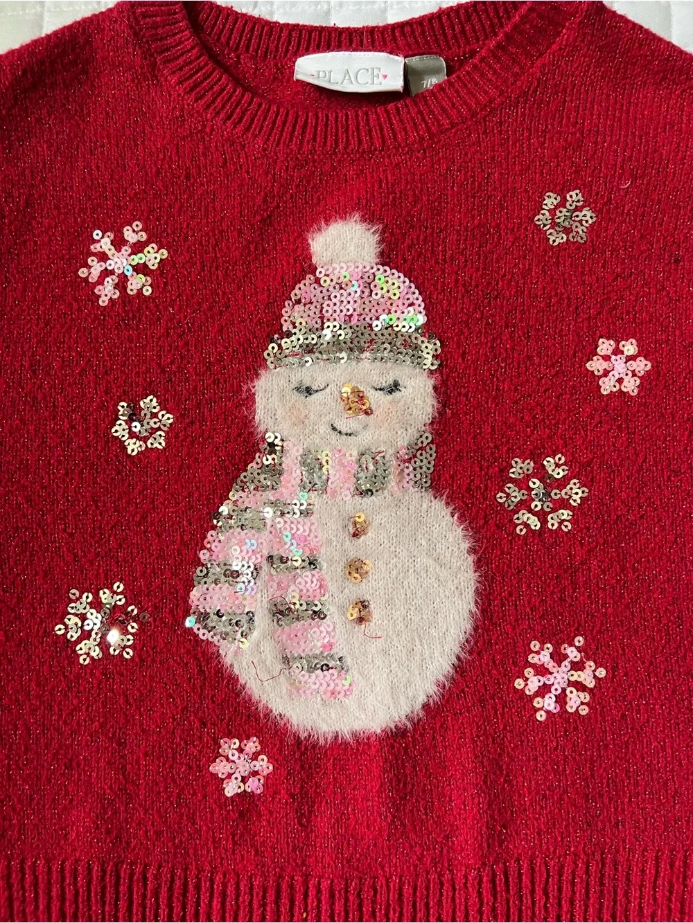 Place Girls Holiday Sweater Set - Red, Pink, Cream size 7-8